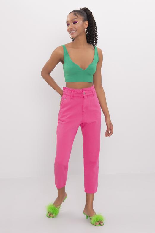 Bayan Fuşya Baggy Pantolon - BSL