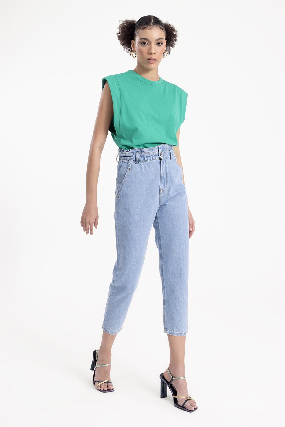 Bayan Mavi Baggy Denim Pantolon