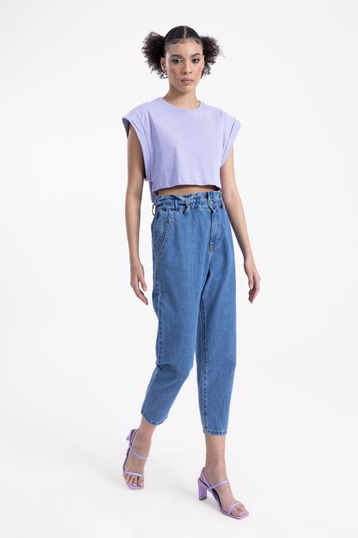 Bayan Mavi Baggy Denim Pantolon - BSL