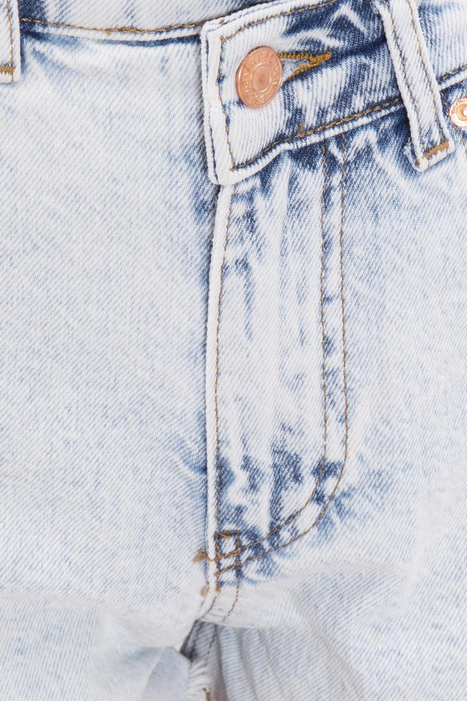 Bayan Mavi Asimetrik Kemer Detaylı Mini Denim Şort