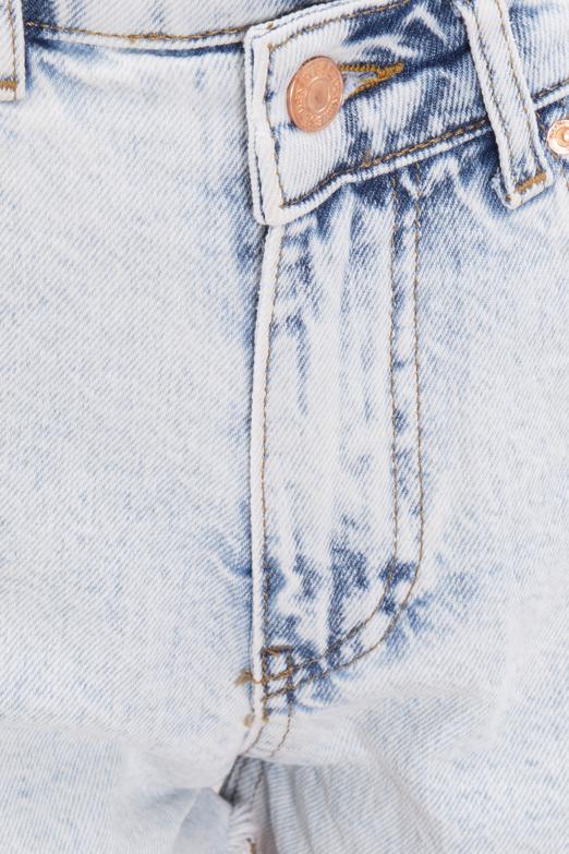 Bayan Mavi Asimetrik Kemer Detaylı Mini Denim Şort - BSL