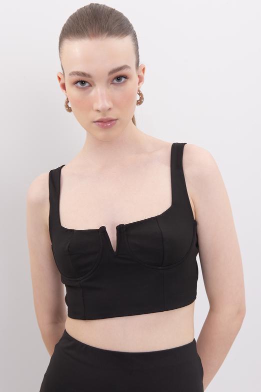 Bayan Siyah Kalın Askılı Büstiyer - BSL