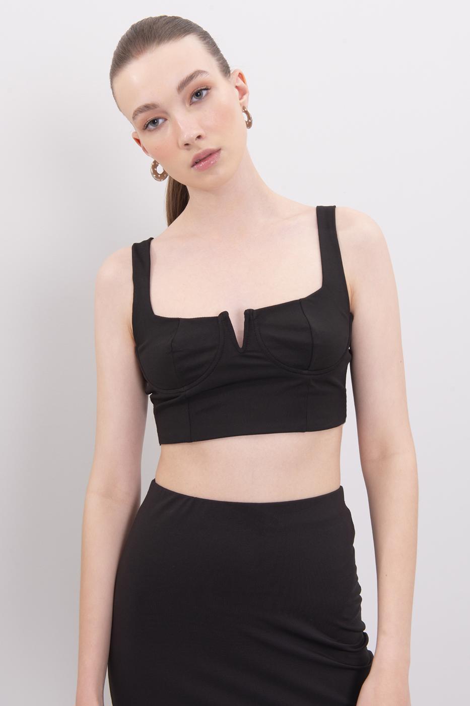 Bayan Siyah Kalın Askılı Büstiyer