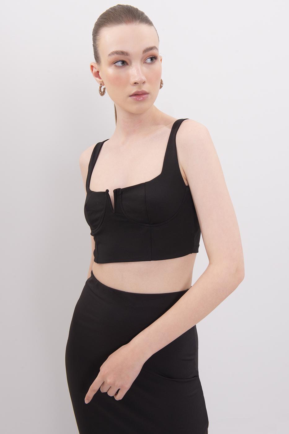 Bayan Siyah Kalın Askılı Büstiyer