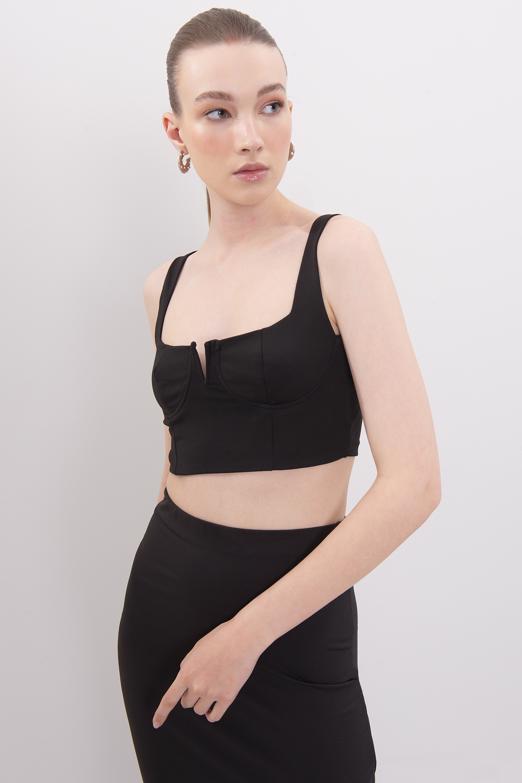 Bayan Siyah Kalın Askılı Büstiyer - BSL