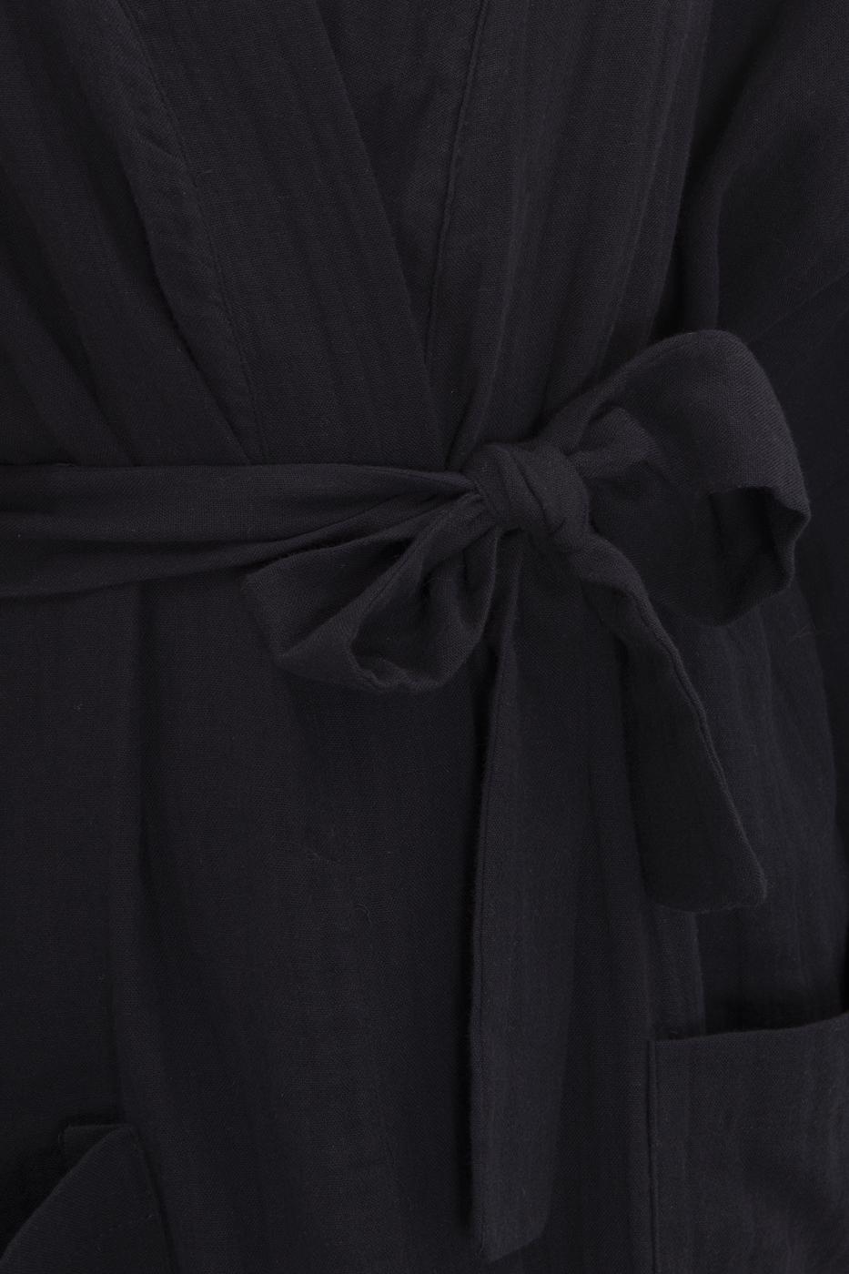 Bayan Siyah Pamuklu Kısa Kimono