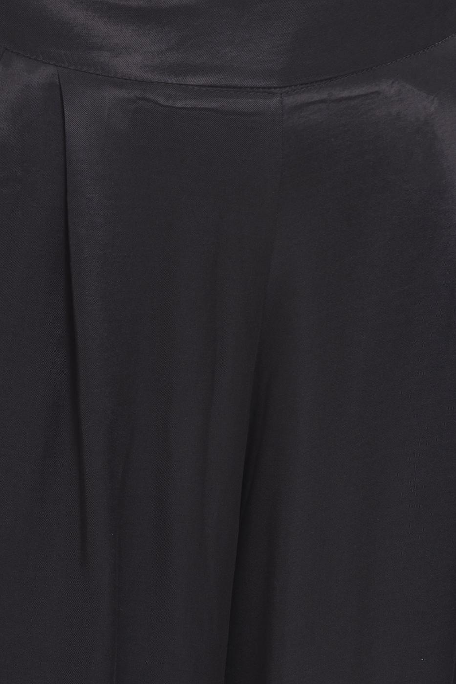 Bayan Siyah Yüksek Bel Saten Bol Pantolon