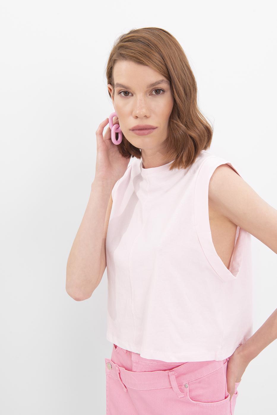 Bayan Pembe Kolsuz Tshirt