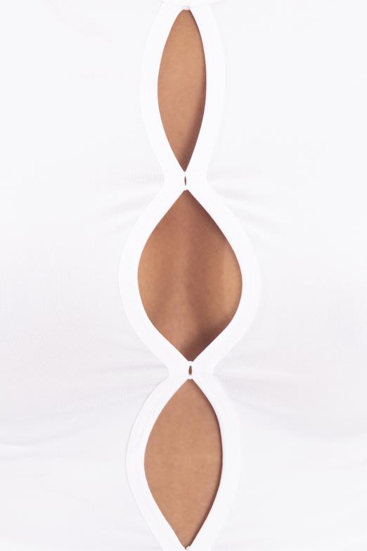 Bayan Beyaz Pencere Detaylı Kolsuz Crop Body - BSL