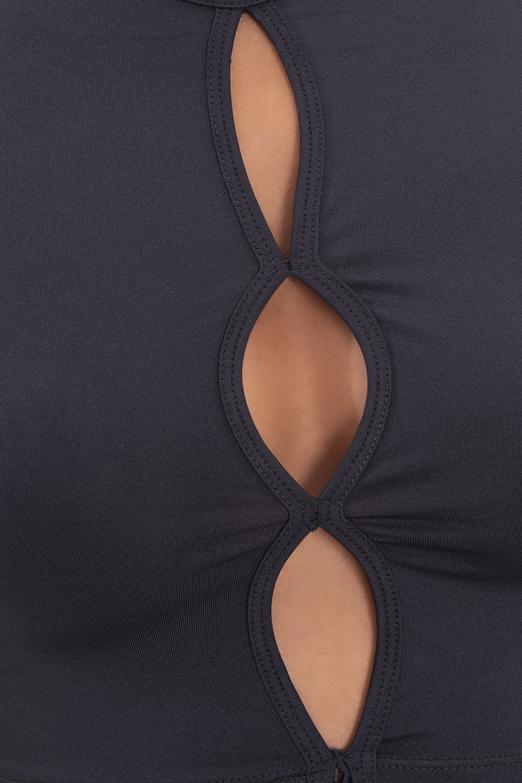 Bayan Siyah Pencere Detaylı Kolsuz Crop Body - BSL