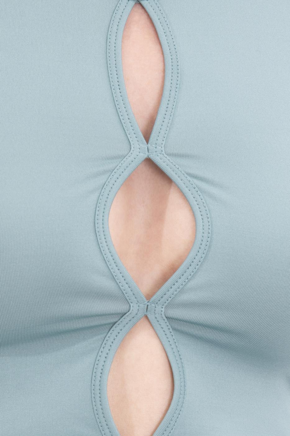 Bayan Yeşil Pencere Detaylı Kolsuz Crop Body