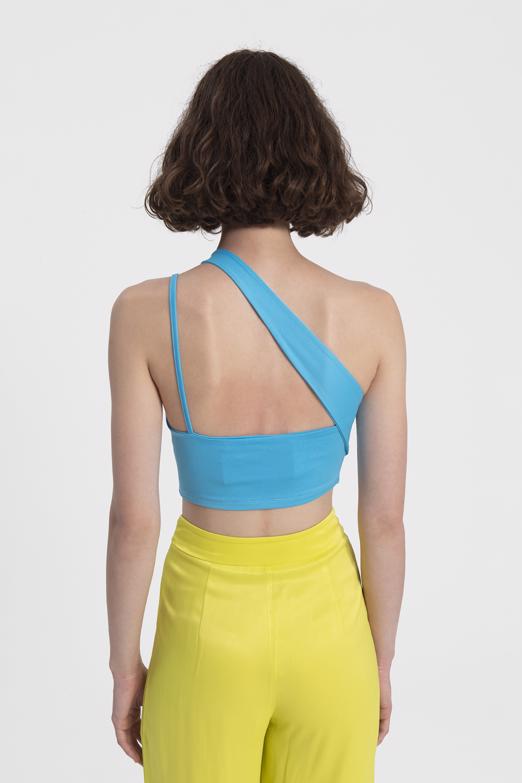 Bayan Mavi Tek Omuz Askılı Crop Body - BSL
