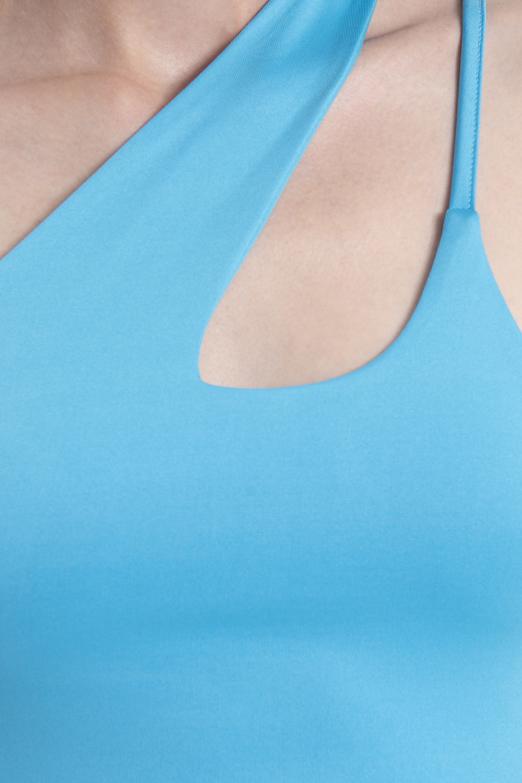Bayan Mavi Tek Omuz Askılı Crop Body - BSL