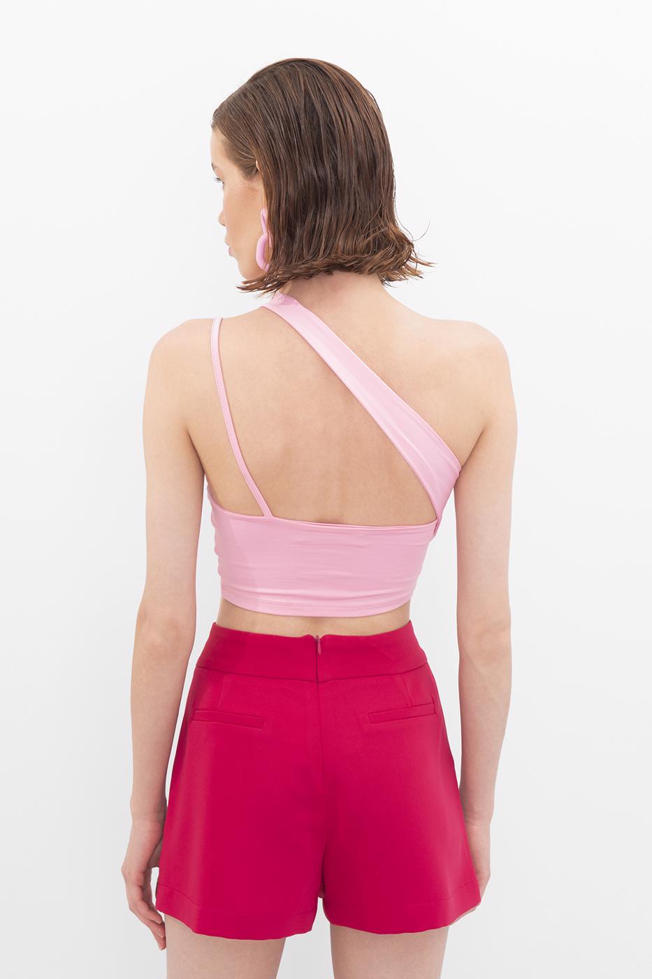 Bayan Pembe Tek Omuz Askılı Crop Body