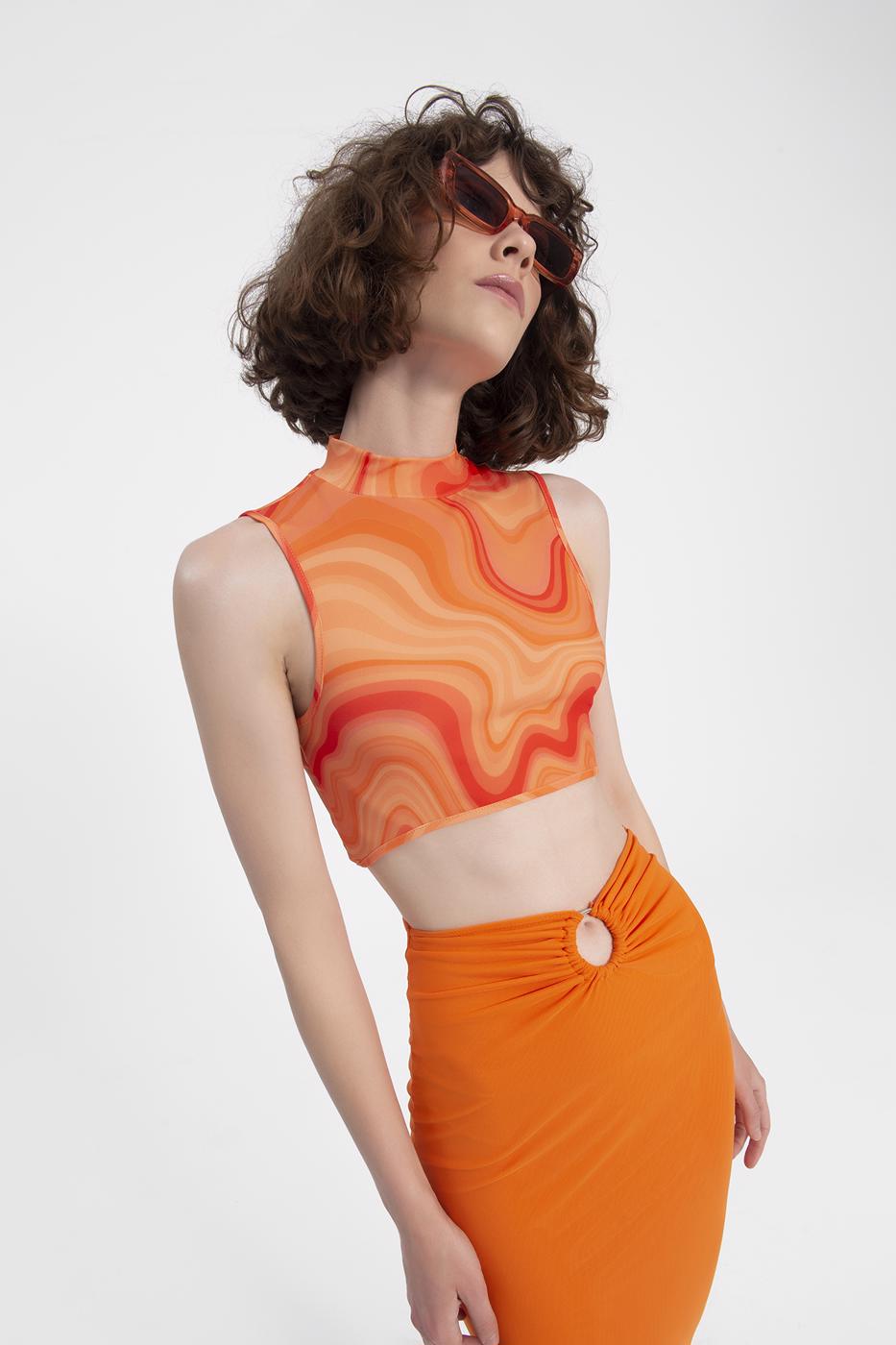 Bayan Kırmızı Kolsuz Crop Body