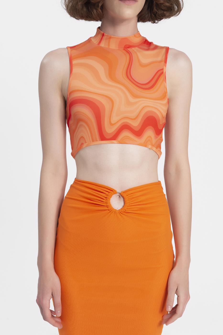 Bayan Kırmızı Kolsuz Crop Body