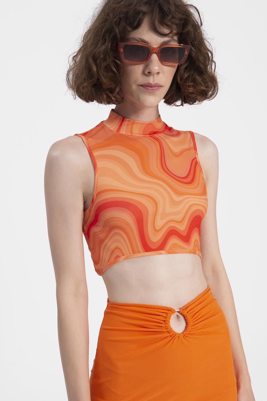 Bayan Kırmızı Kolsuz Crop Body