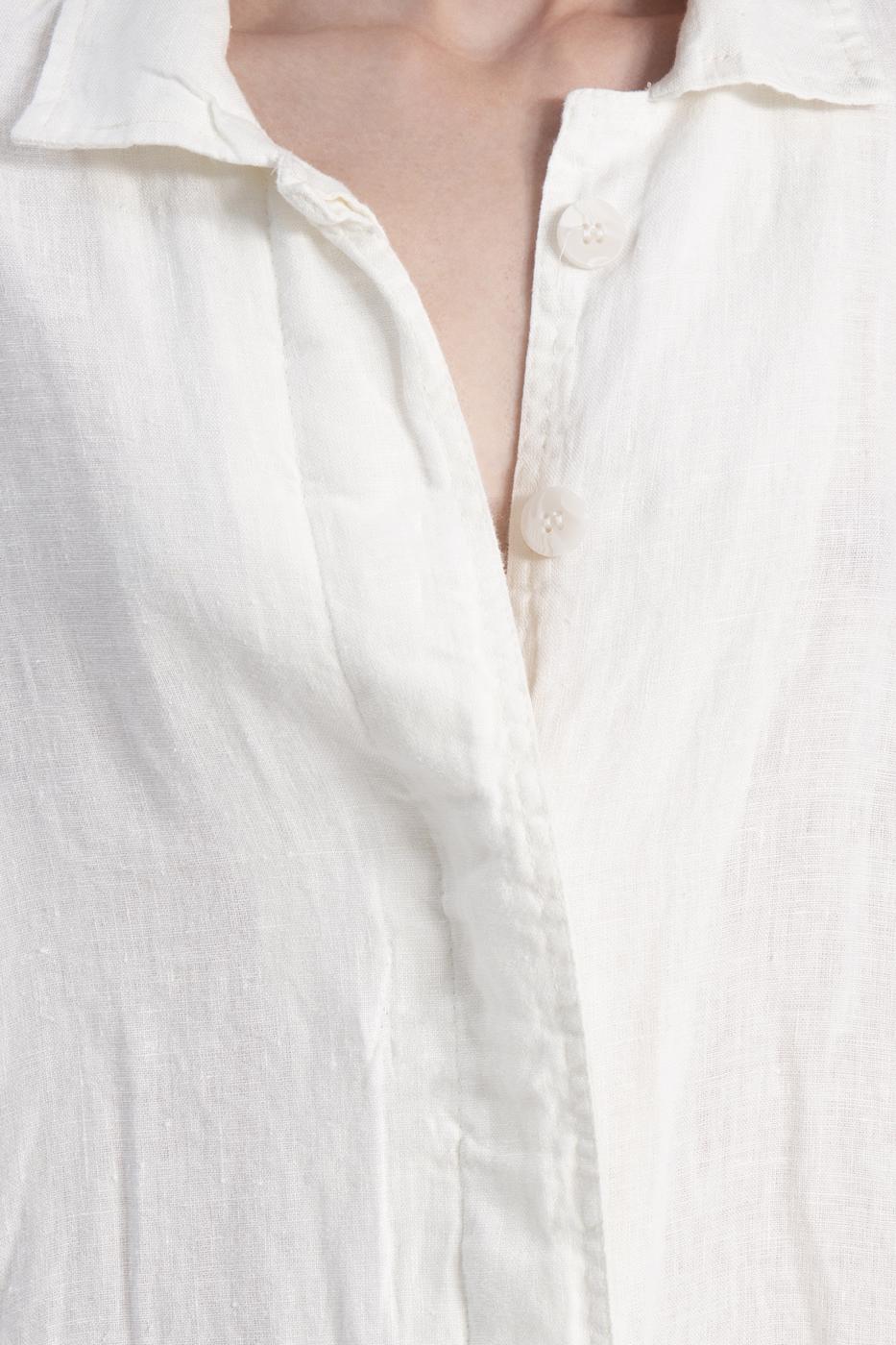 Bayan Beyaz Uzun Keten Trençkot