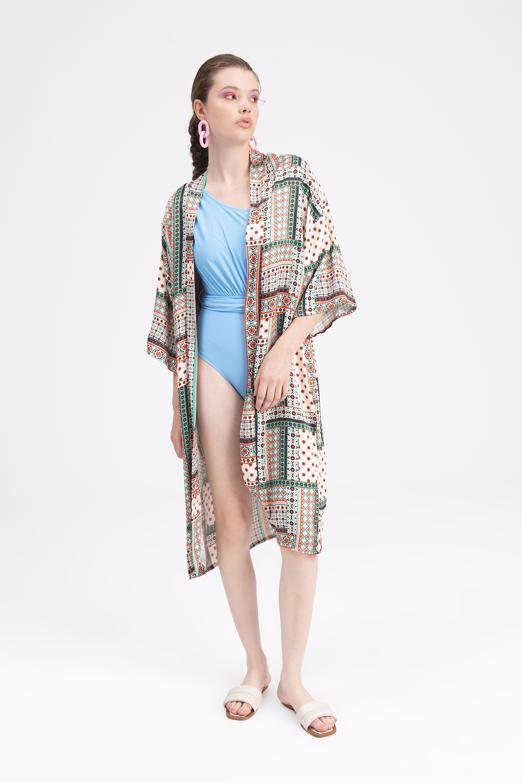 Bayan Multı Desenli Kimono - BSL