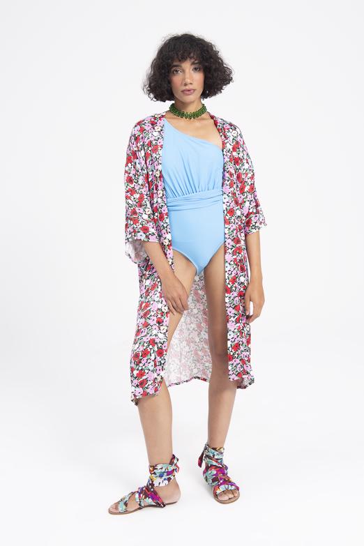 Bayan Siyah Desenli Kimono - BSL