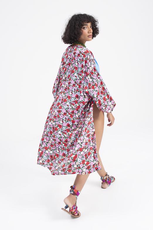 Bayan Siyah Desenli Kimono - BSL