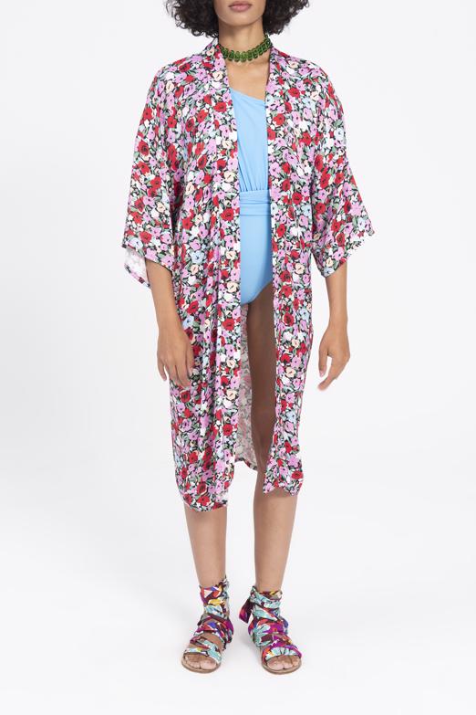 Bayan Siyah Desenli Kimono - BSL