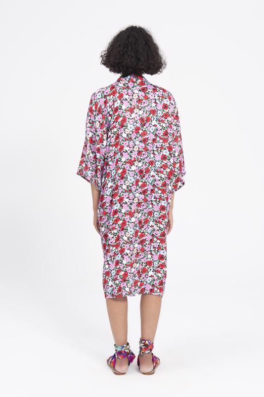 Bayan Siyah Desenli Kimono - BSL