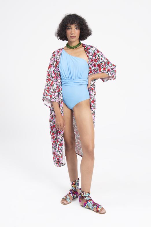 Bayan Siyah Desenli Kimono - BSL
