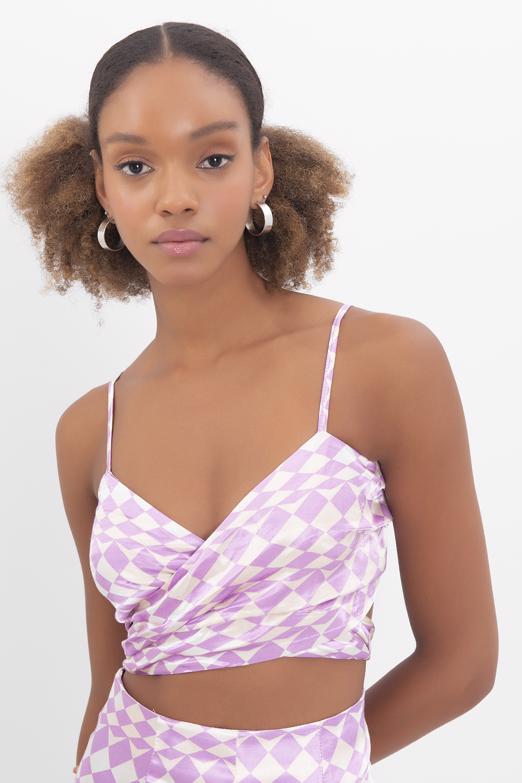 Bayan Lila Askılı Saten Büstiyer - BSL