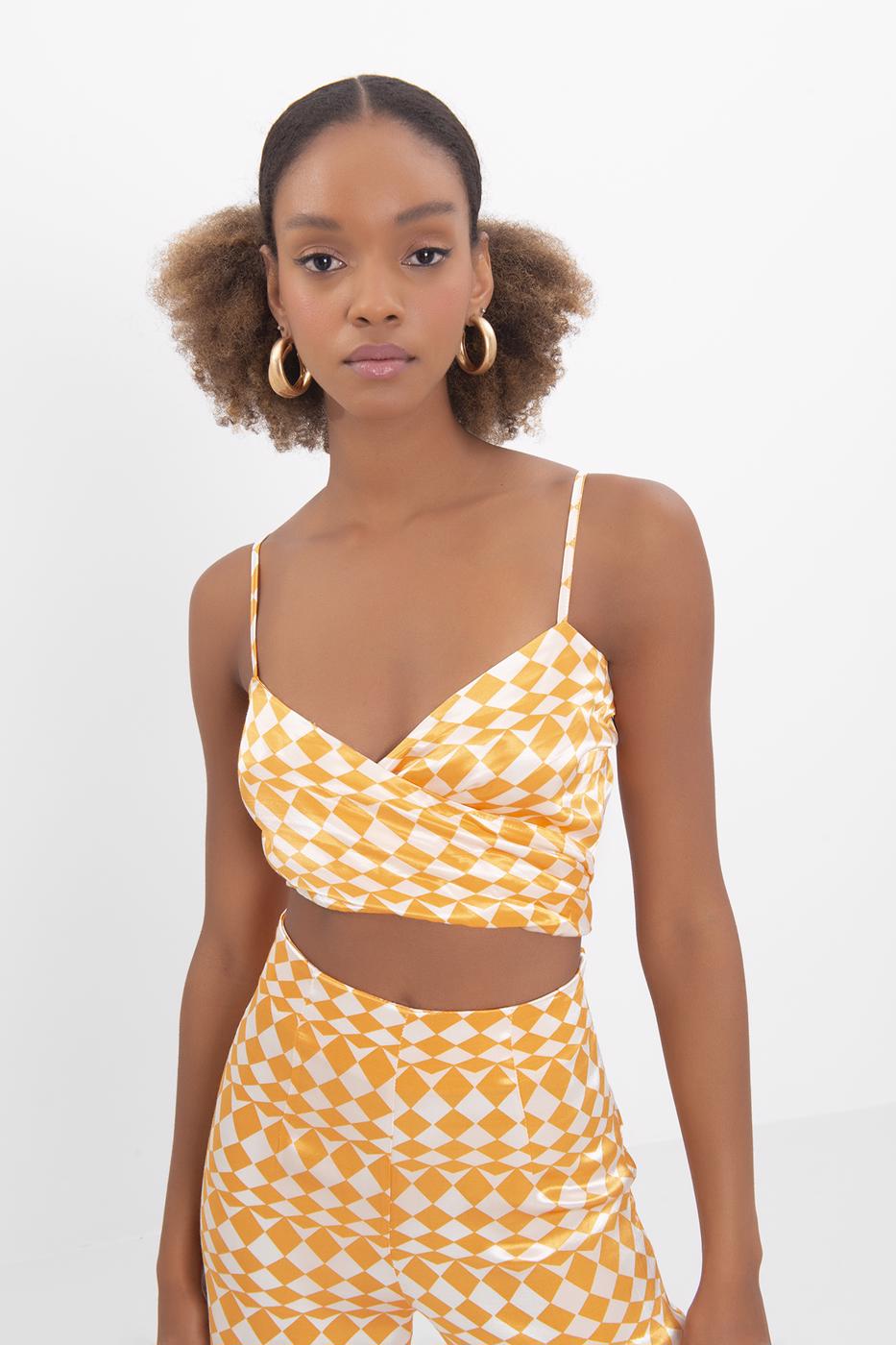 Bayan Oranj Askılı Saten Büstiyer