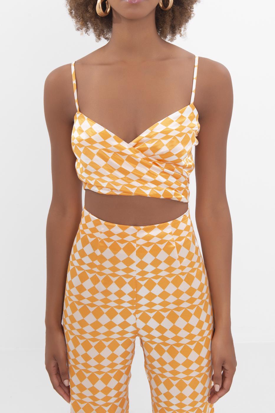 Bayan Oranj Askılı Saten Büstiyer