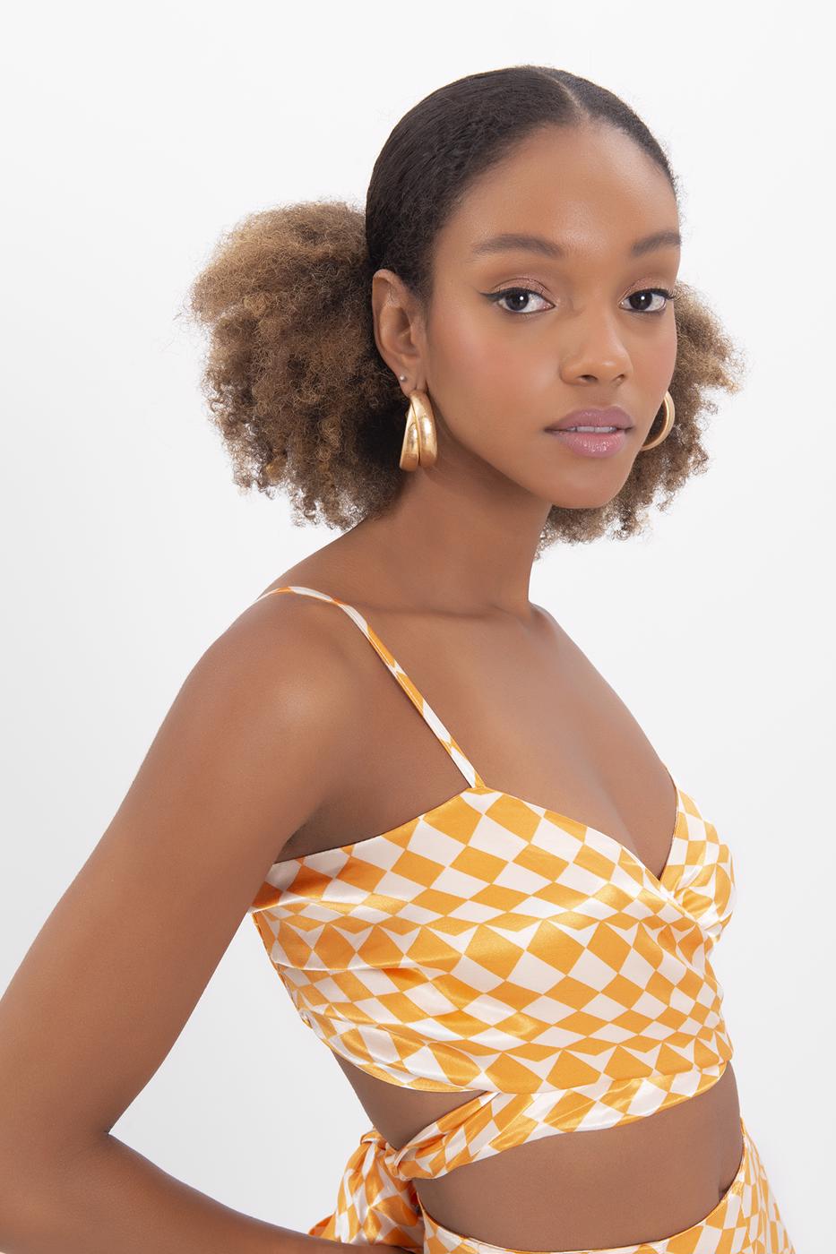 Bayan Oranj Askılı Saten Büstiyer