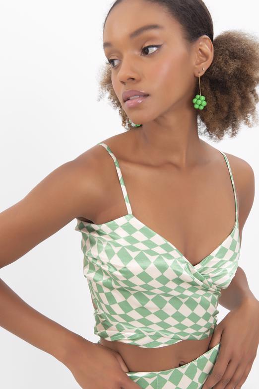 Bayan Yeşil Askılı Saten Büstiyer - BSL