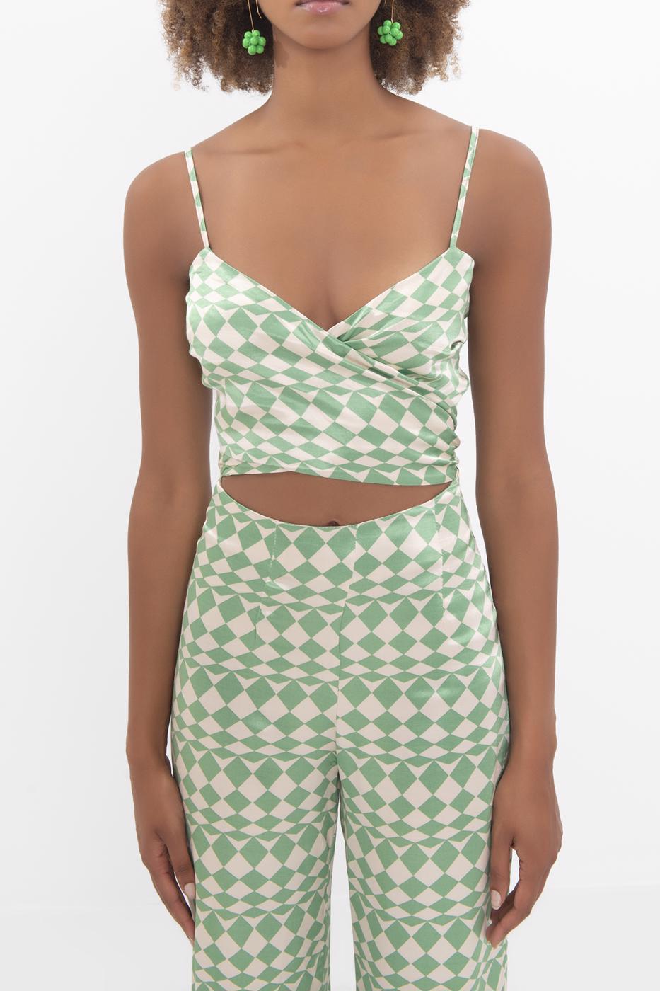 Bayan Yeşil Askılı Saten Büstiyer