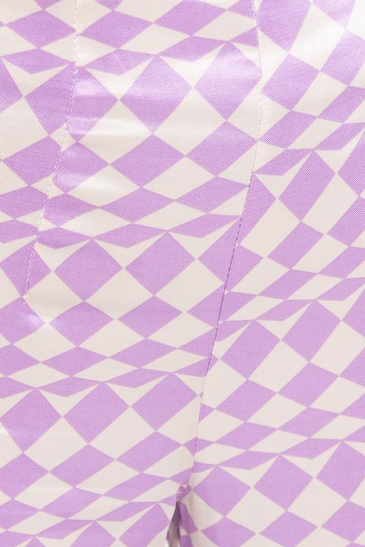 Bayan Lila Yüksek Bel Saten Pantolon - BSL