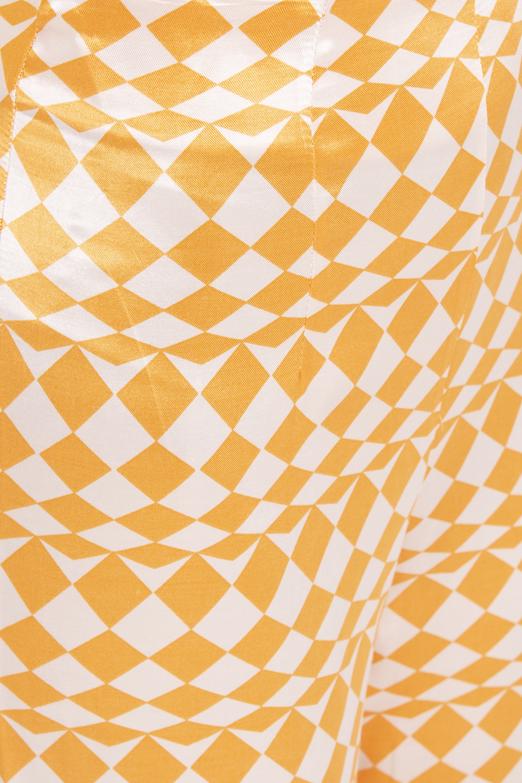 Bayan Oranj Yüksek Bel Saten Pantolon - BSL