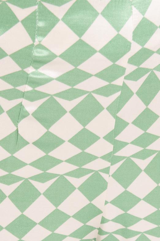 Bayan Yeşil Yüksek Bel Saten Pantolon - BSL