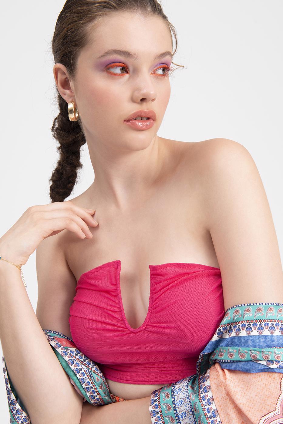 Bayan Fuşya Straplez Büstiyer