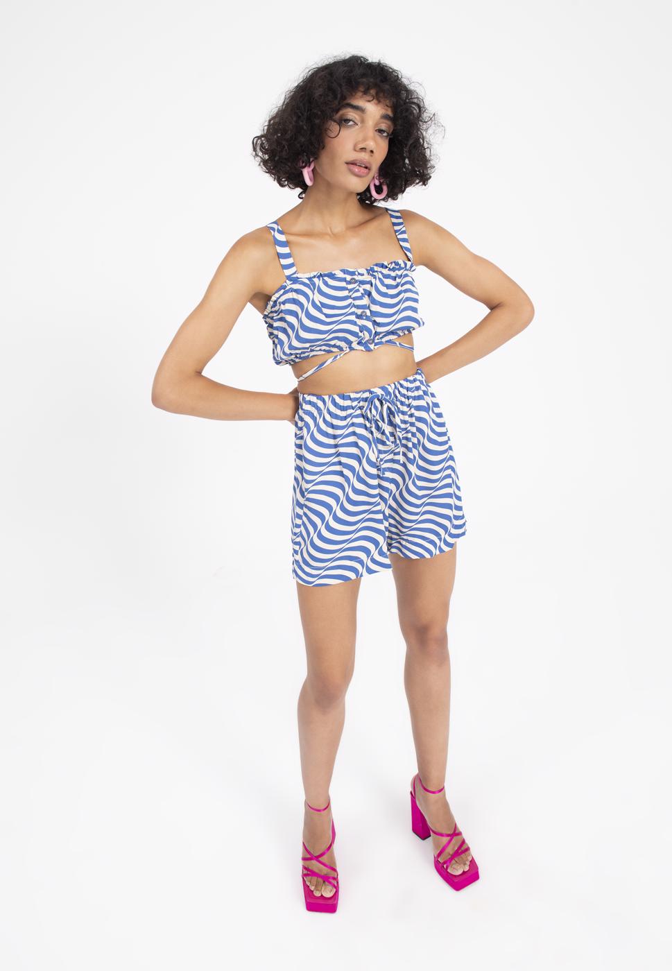 Bayan Mavi Bol Mini Şort