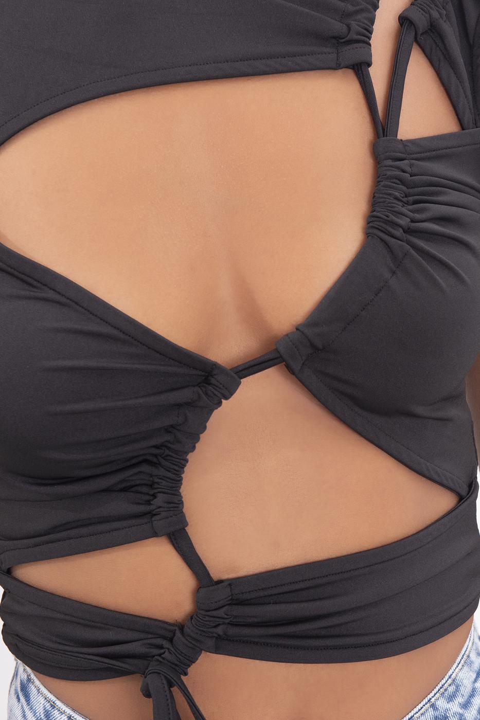 Bayan Siyah Pencere Büzgü Detaylı Body