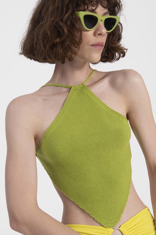 Bayan Yeşil Mendil Etek Triko Büstiyer - BSL