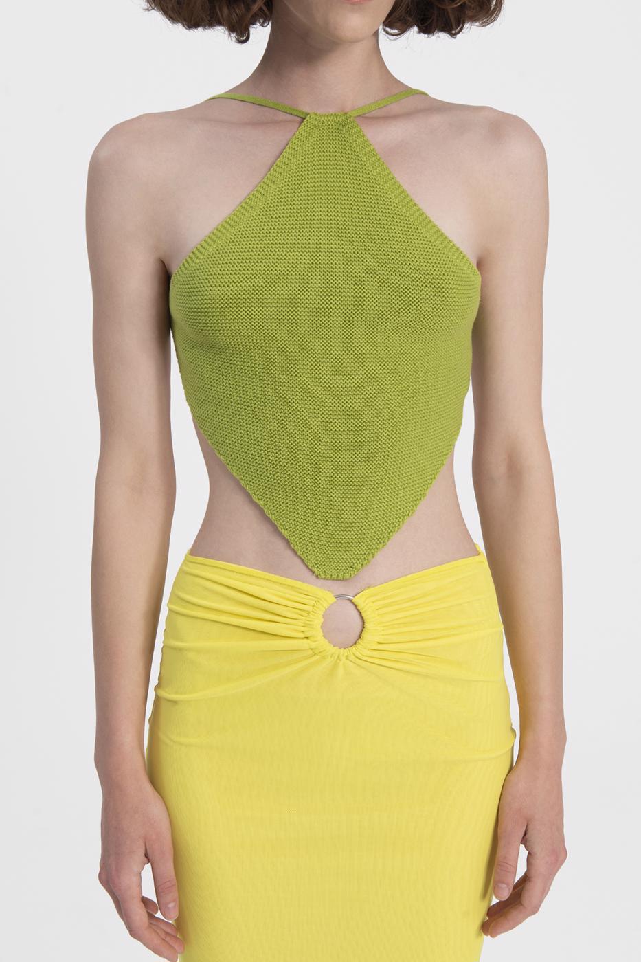 Bayan Yeşil Mendil Etek Triko Büstiyer