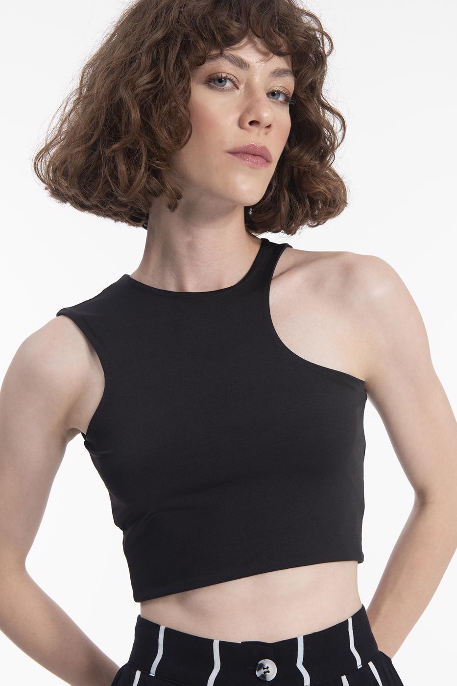 Bayan Siyah Crop Body