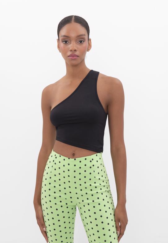 Bayan Siyah Tek Omuz Asimetrik Etek Ucu Detaylı Body - BSL