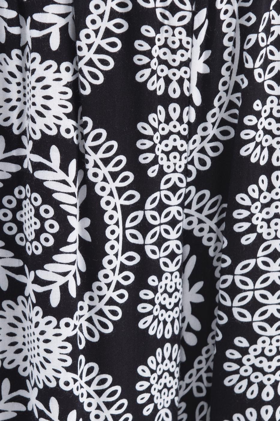 Bayan Siyah Desenli Bol Pantolon