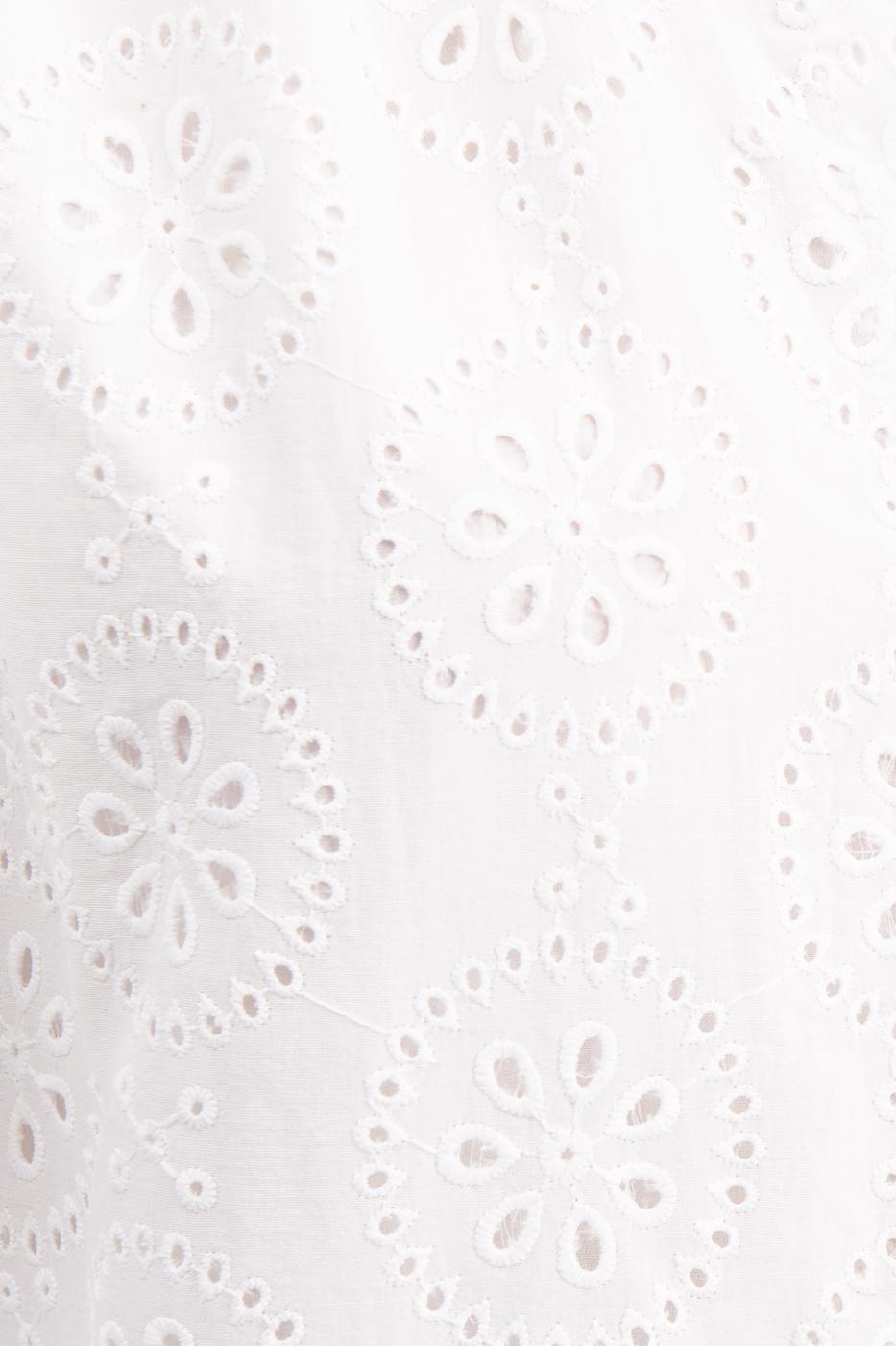 Bayan Beyaz Balon Kollu Mini Bol Gömlek Elbise