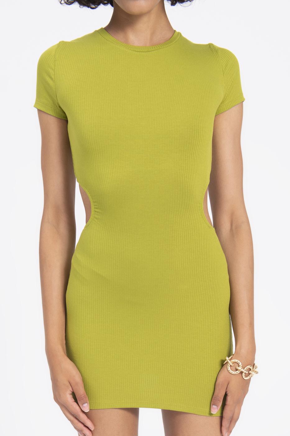 Bayan Haki Bel Pencereli Mini Kalem Elbise