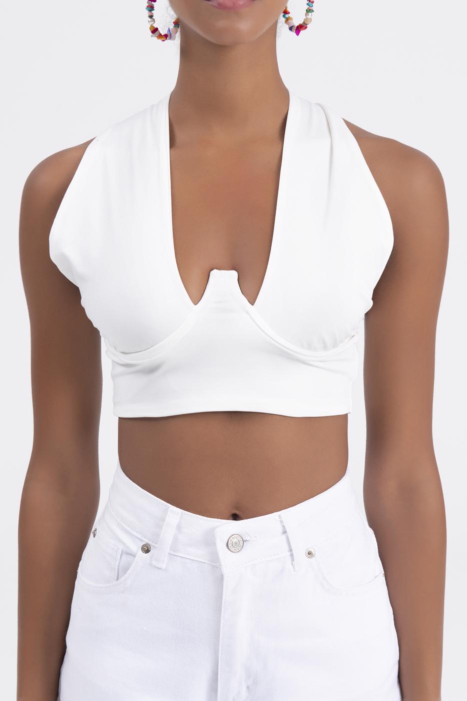 Bayan Ekru Balenli Büstiyer