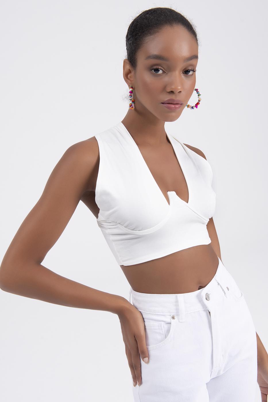 Bayan Ekru Balenli Büstiyer