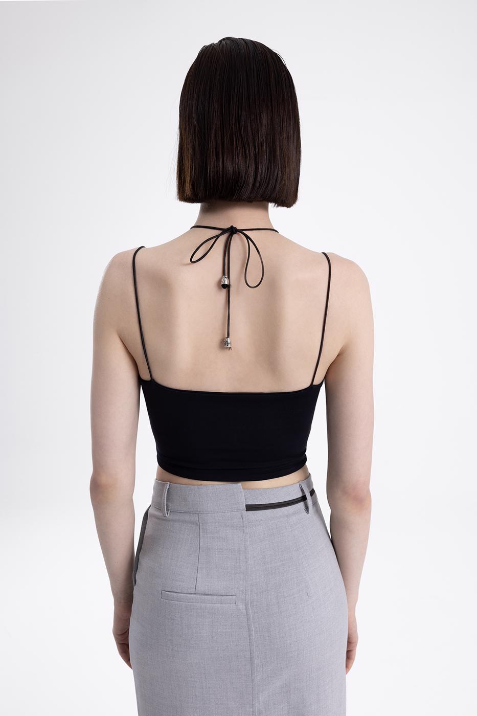 Bayan Siyah Boyunda Çapraz Bağlamalı Askılı Büstiyer